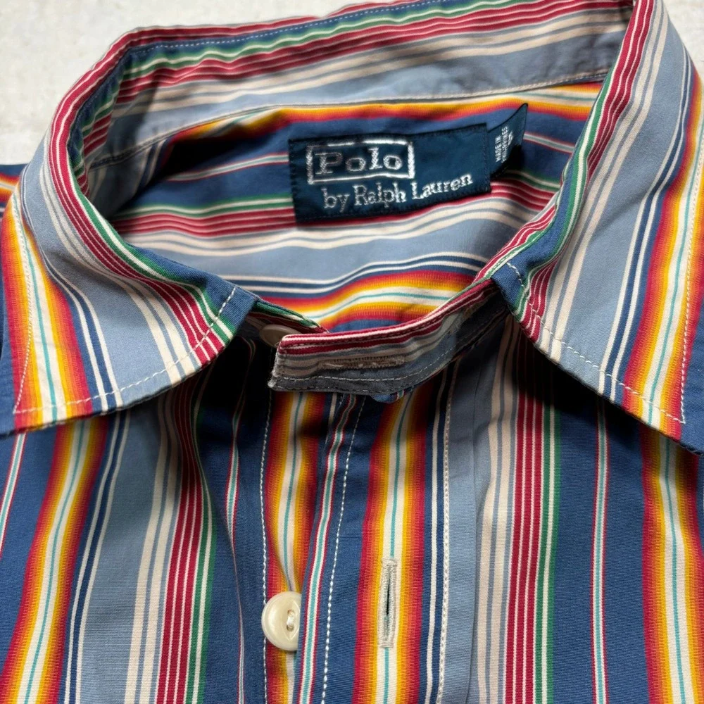 Polo Ralph Lauren Mens Striped Button Down Shirt Large‎ Multi Color #1137